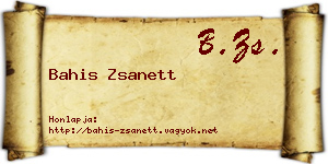 Bahis Zsanett névjegykártya